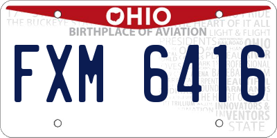 OH license plate FXM6416