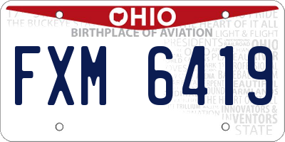 OH license plate FXM6419
