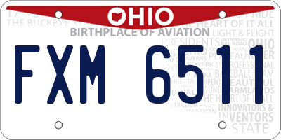 OH license plate FXM6511