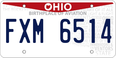 OH license plate FXM6514