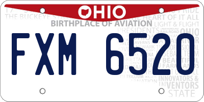 OH license plate FXM6520