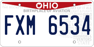 OH license plate FXM6534