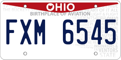OH license plate FXM6545