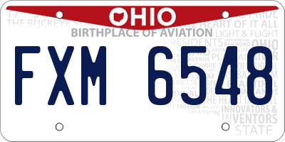 OH license plate FXM6548