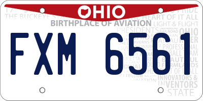 OH license plate FXM6561
