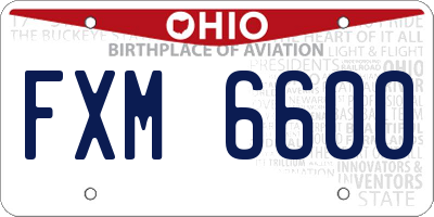 OH license plate FXM6600