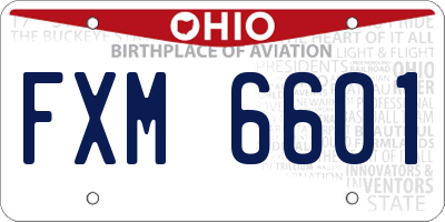 OH license plate FXM6601