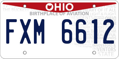 OH license plate FXM6612