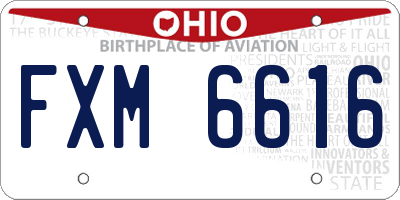 OH license plate FXM6616