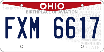 OH license plate FXM6617