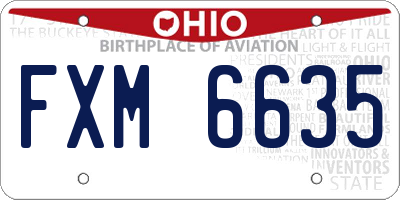 OH license plate FXM6635