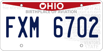 OH license plate FXM6702