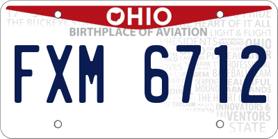 OH license plate FXM6712