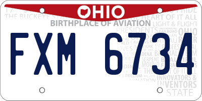 OH license plate FXM6734