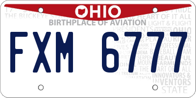 OH license plate FXM6777
