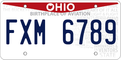 OH license plate FXM6789