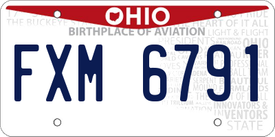 OH license plate FXM6791