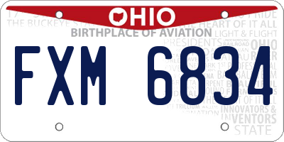 OH license plate FXM6834