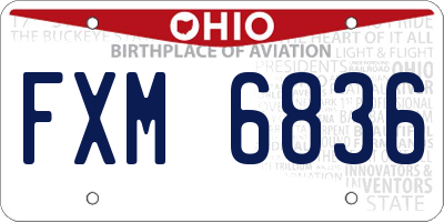 OH license plate FXM6836