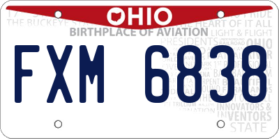 OH license plate FXM6838