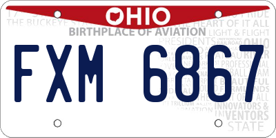 OH license plate FXM6867