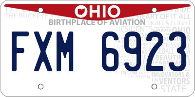 OH license plate FXM6923