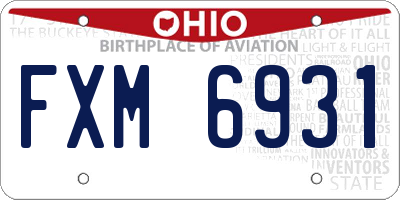 OH license plate FXM6931