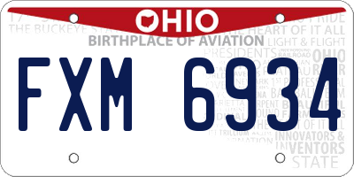 OH license plate FXM6934