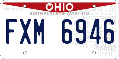 OH license plate FXM6946
