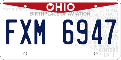OH license plate FXM6947