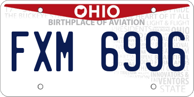 OH license plate FXM6996