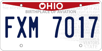 OH license plate FXM7017