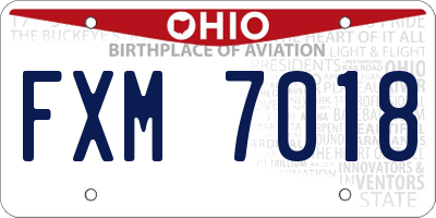 OH license plate FXM7018