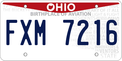 OH license plate FXM7216