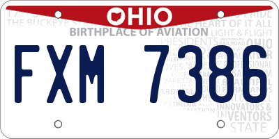 OH license plate FXM7386