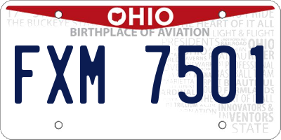 OH license plate FXM7501