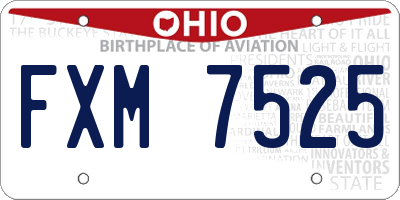 OH license plate FXM7525