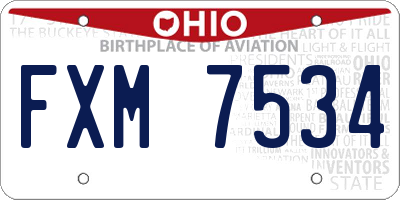 OH license plate FXM7534