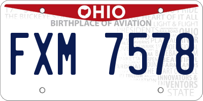 OH license plate FXM7578
