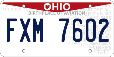 OH license plate FXM7602