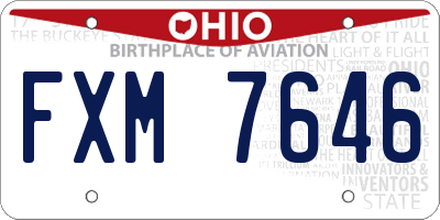 OH license plate FXM7646