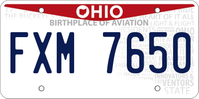 OH license plate FXM7650