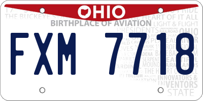 OH license plate FXM7718