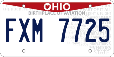 OH license plate FXM7725