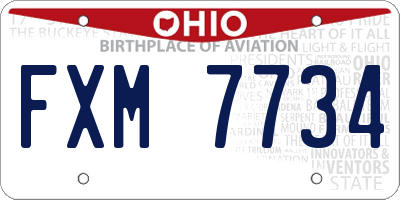 OH license plate FXM7734