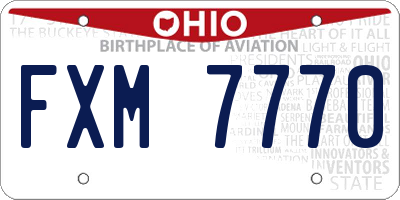 OH license plate FXM7770