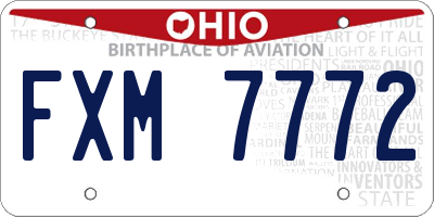 OH license plate FXM7772