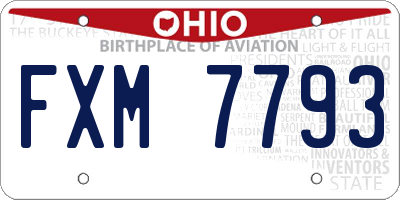OH license plate FXM7793