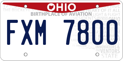 OH license plate FXM7800