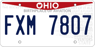 OH license plate FXM7807